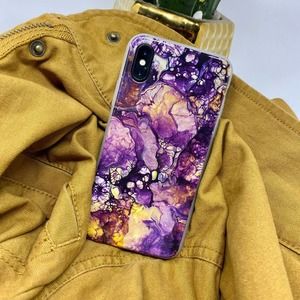 iPhone 6 Case Purple Yellow Marble Print Cover NEW